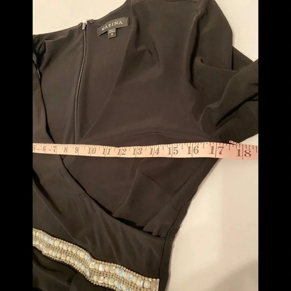 Marina Black Studded Waist Maxi Evening Dress - Picture 6 of 10